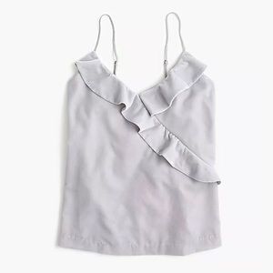 J.Crew Going Out Velvet Ruffle Spaghetti Strap Top